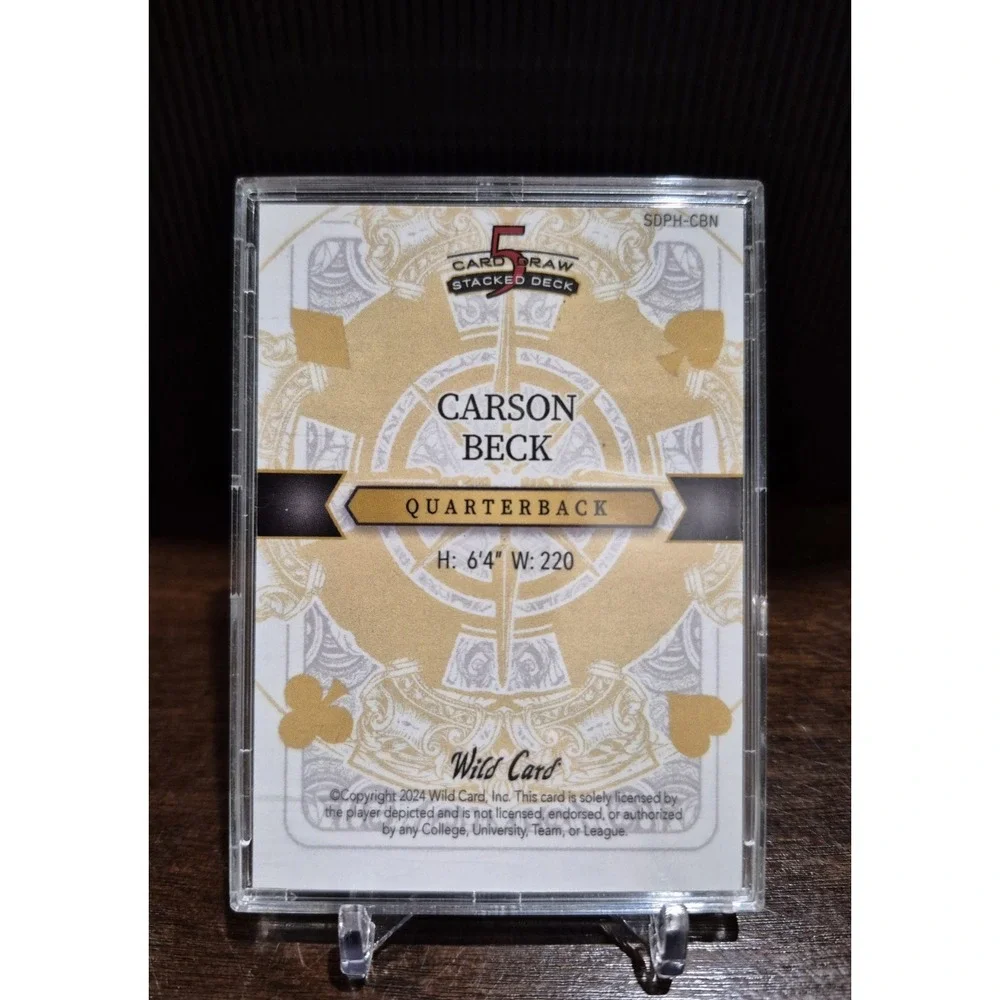 2024 Wild Card 5 Card Draw Carson‎ Beck Pink 10 of Hearts 1/1 Georgia Bulldogs